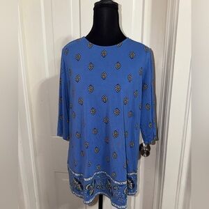 Women’s‎ size medium J. Jill Blue Floral Tunic Top, shirt, blouse